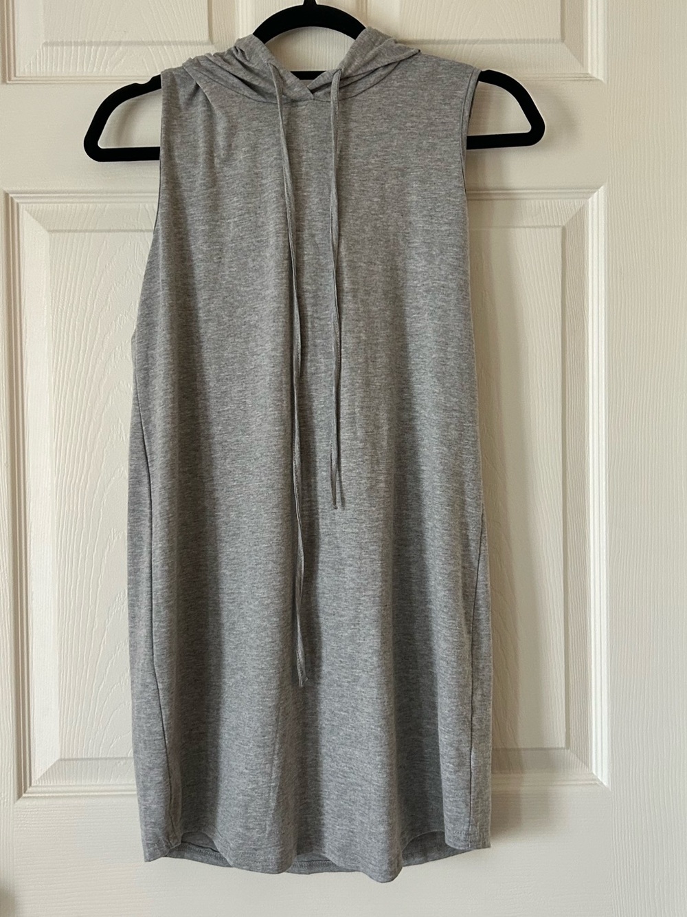 SHEIN Light Heather Gray Sleeveless Hoodie Tunic Drawstring Women's Size S